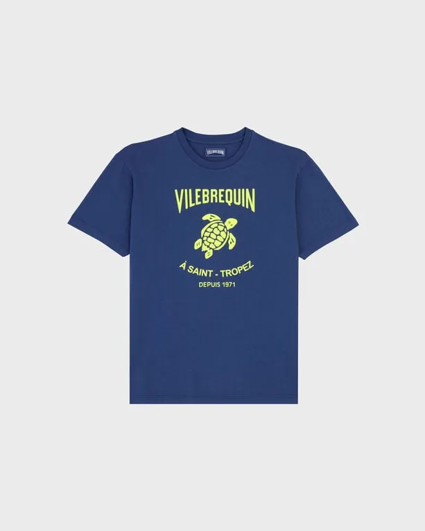 Vilebrequin - Gomy Baumwoll-t-shirt Mit Aufgedrucktem Logo Für Herren - T-shirt - Portisol - Blau - Größe S Vilebrequin - Gomy Baumwoll-t-shirt Mit Aufgedrucktem Logo Für Herren - T-shirt - Portisol - Blau - Größe S