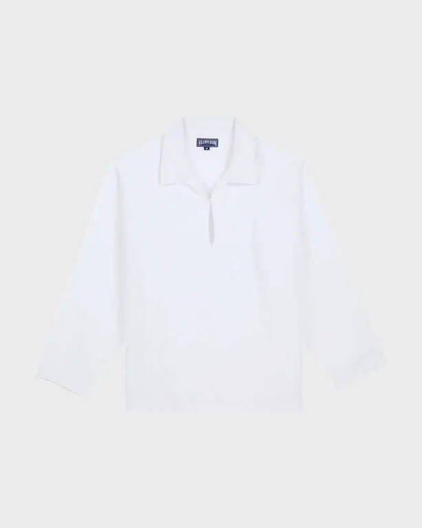 Vilebrequin - Solid Overshirt Aus Leinen Mit Mineralfarbstoff Für Herren - Hemd - Comores - Weiss - Größe XXXL Vilebrequin - Solid Overshirt Aus Leinen Mit Mineralfarbstoff Für Herren - Hemd - Comores - Weiss - Größe XXXL