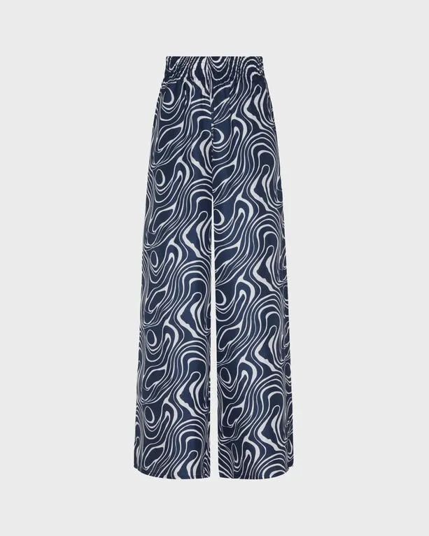 Vilebrequin - Waves Seidenhose Mit Weitem Bein Für Damen - Hose - Line - Blau - Größe L Vilebrequin - Waves Seidenhose Mit Weitem Bein Für Damen - Hose - Line - Blau - Größe L