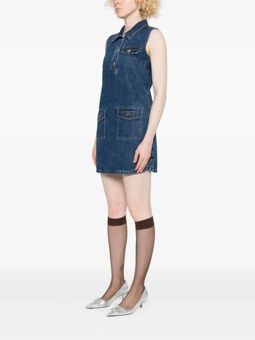 self-portrait - Indigo Blue Sleeveless Mini Dress With Classic Spr - Größe 8 - blue – Bild 3