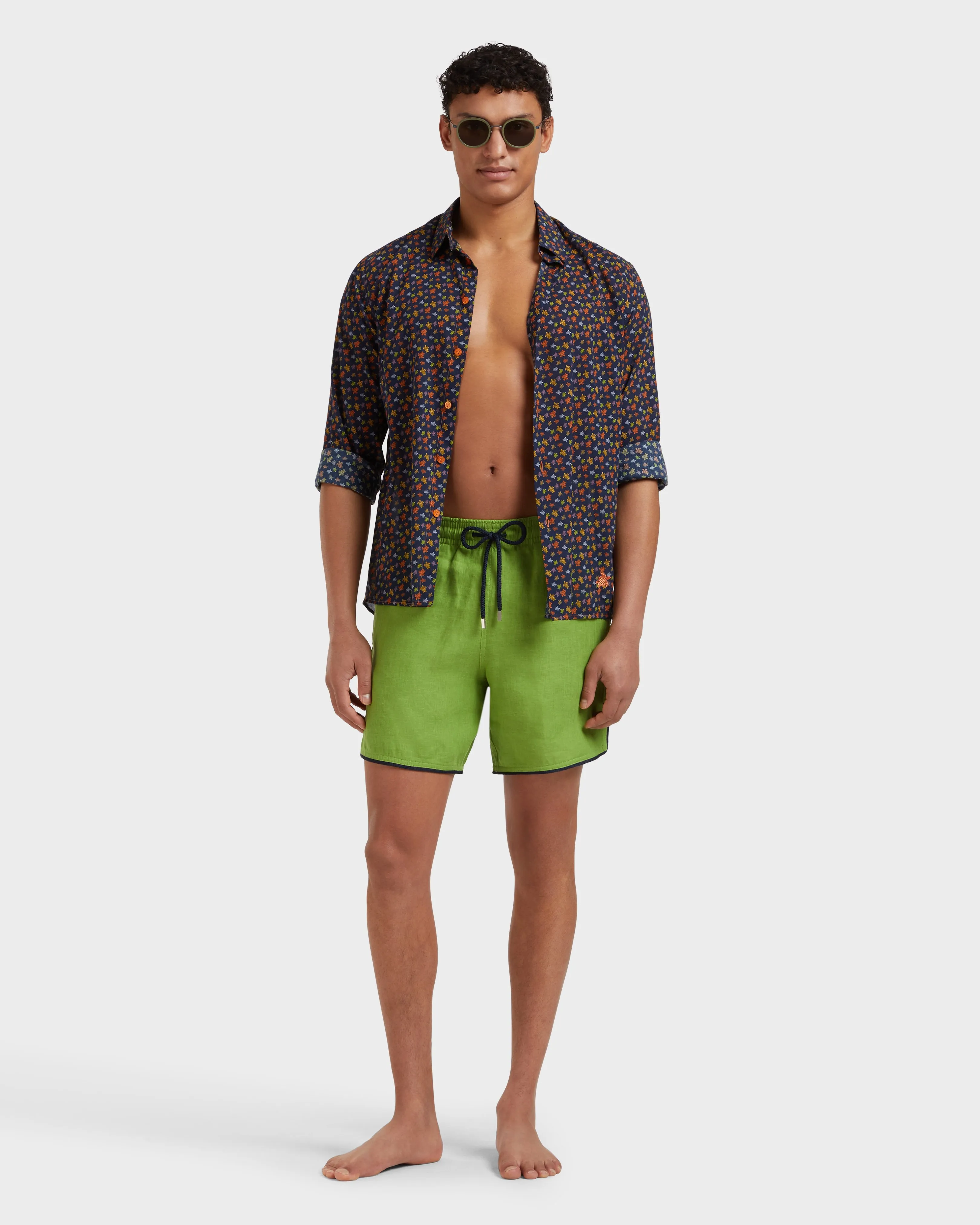 Vilebrequin - Solid Badeshorts Aus Leinen Für Herren - Bademode - Mallorca - Grün - Größe XL – Bild 5