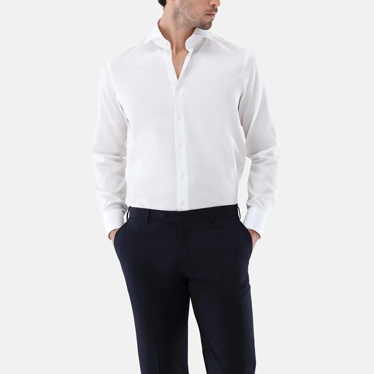 VAN LAACK - Hemd Tailor Fit Uni - Größe 37 - weiß – Bild 4