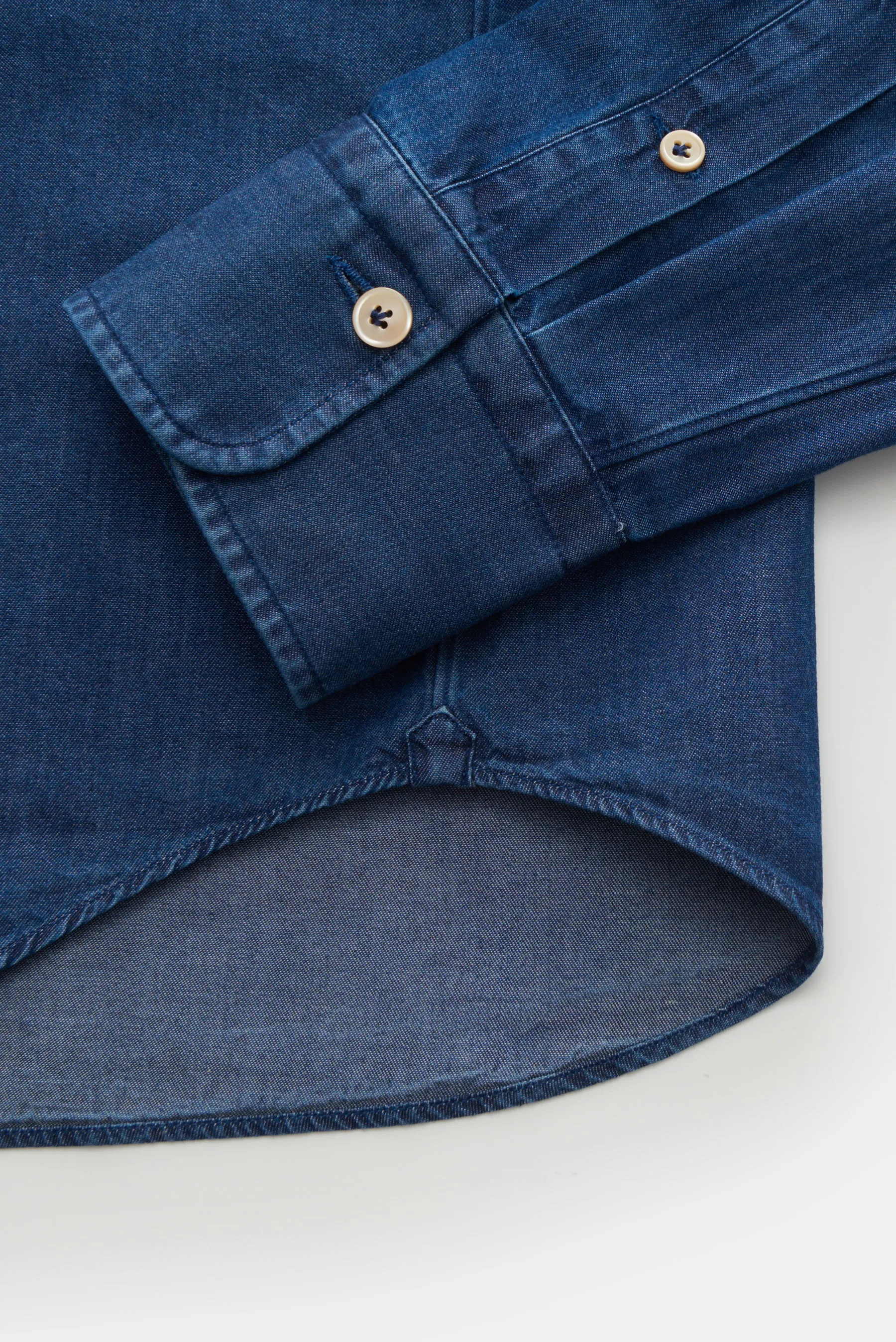 Gherardi - Herren - Chambray-Hemd Haifisch-Kragen dunkelblau – Bild 3