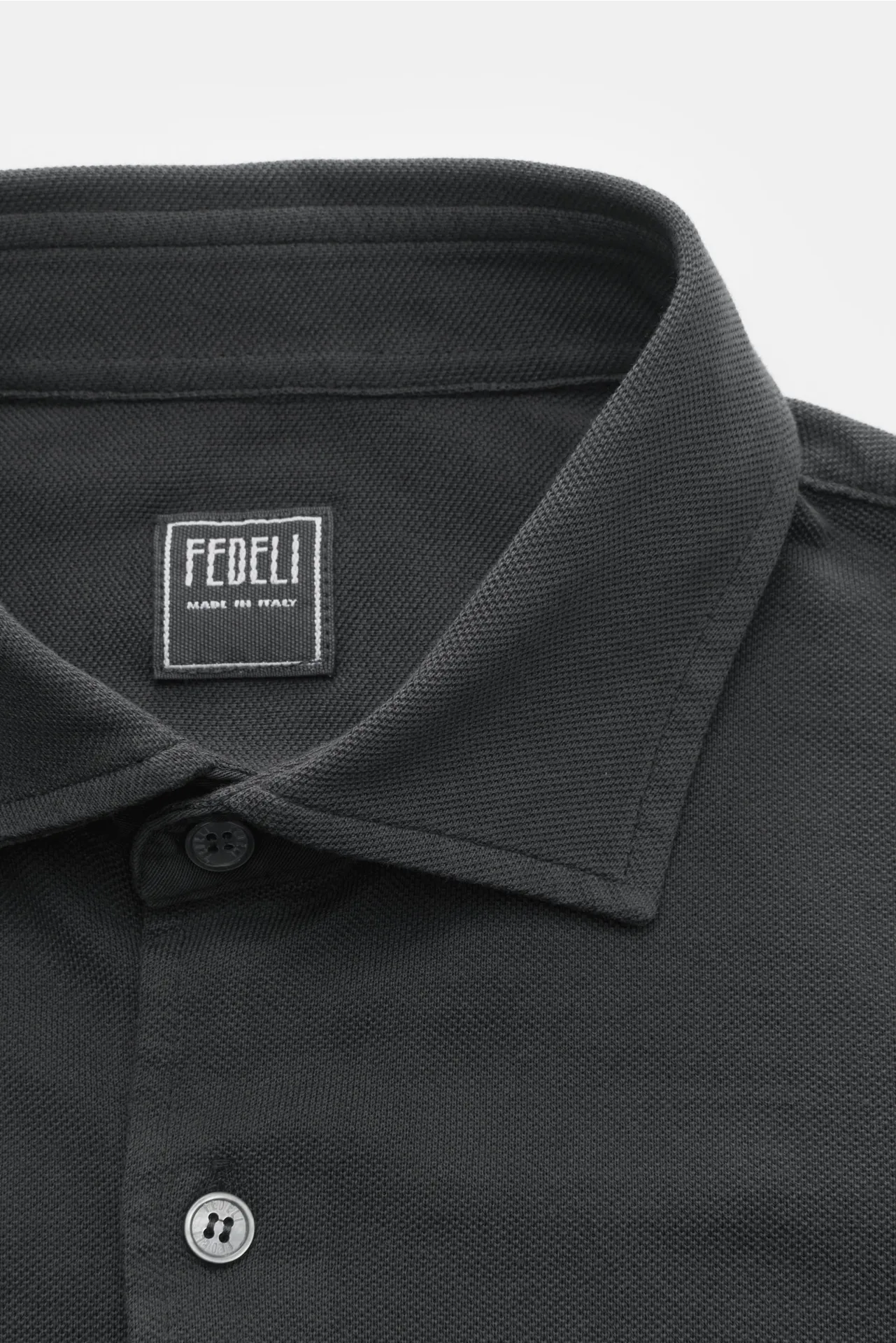 Fedeli - Herren - Piqué-Hemd 'Steve' schmaler Kragen dunkelgrau – Bild 2