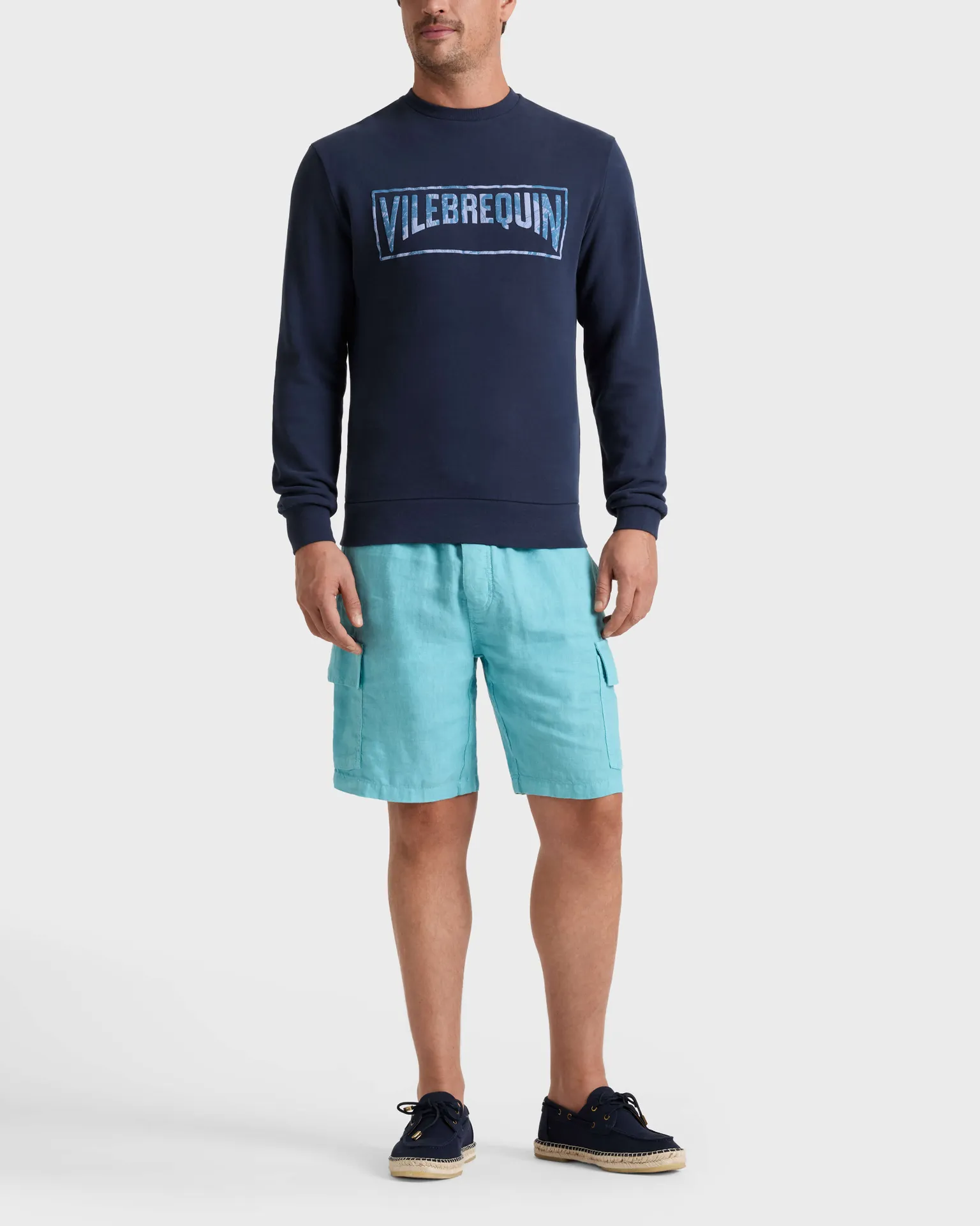 Vilebrequin - Einfarbige Leinen-bermudashorts Mit Cargotaschen Für Herren - Bermuda - Baie - Violett - Größe S – Bild 3