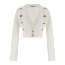 Alessandra Rich - %27Carded Mohair%27 Cardigan - Größe 42 - weiß Alessandra Rich - %27Carded Mohair%27 Cardigan - Größe 42 - weiß