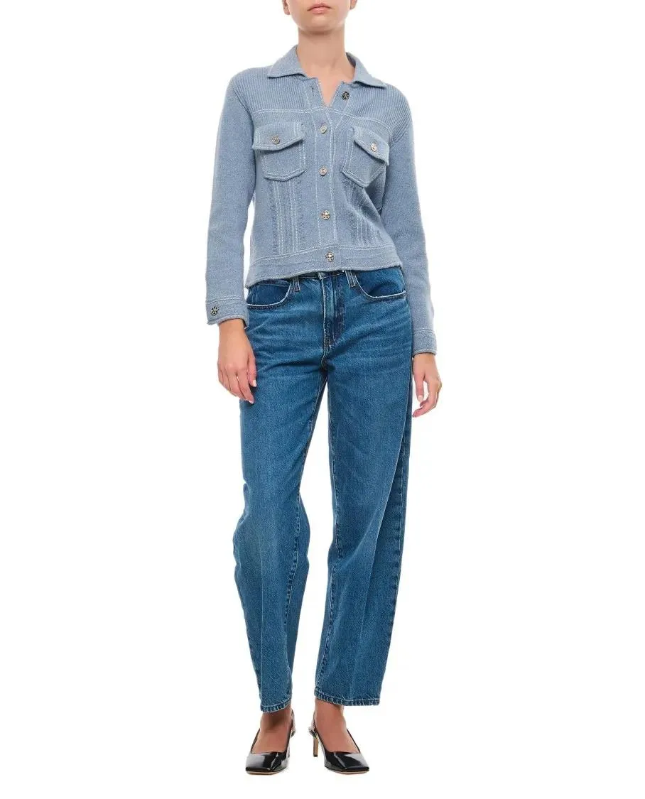 Barrie - Fitted Knit Jacket With Classic Collar - Größe M - blau Barrie - Fitted Knit Jacket With Classic Collar - Größe M - blau