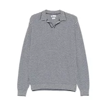 Doppiaa - Indigo Blue Striped Long Sleeve Polo With Ribbed C - Größe 52 - grau Doppiaa - Indigo Blue Striped Long Sleeve Polo With Ribbed C - Größe 52 - grau