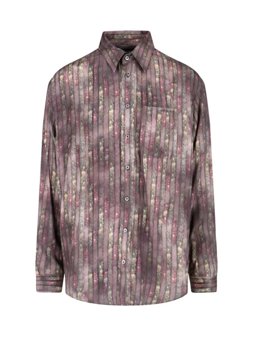 Paris Best - Floral Motif Shirt In Brown Viscose - Größe M - braun Paris Best - Floral Motif Shirt In Brown Viscose - Größe M - braun