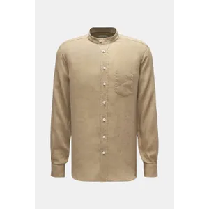 Weber+Weber - Herren - Leinenhemd %27Linen Collar Shirt%27 Grandad-Kragen khaki Weber+Weber - Herren - Leinenhemd %27Linen Collar Shirt%27 Grandad-Kragen khaki