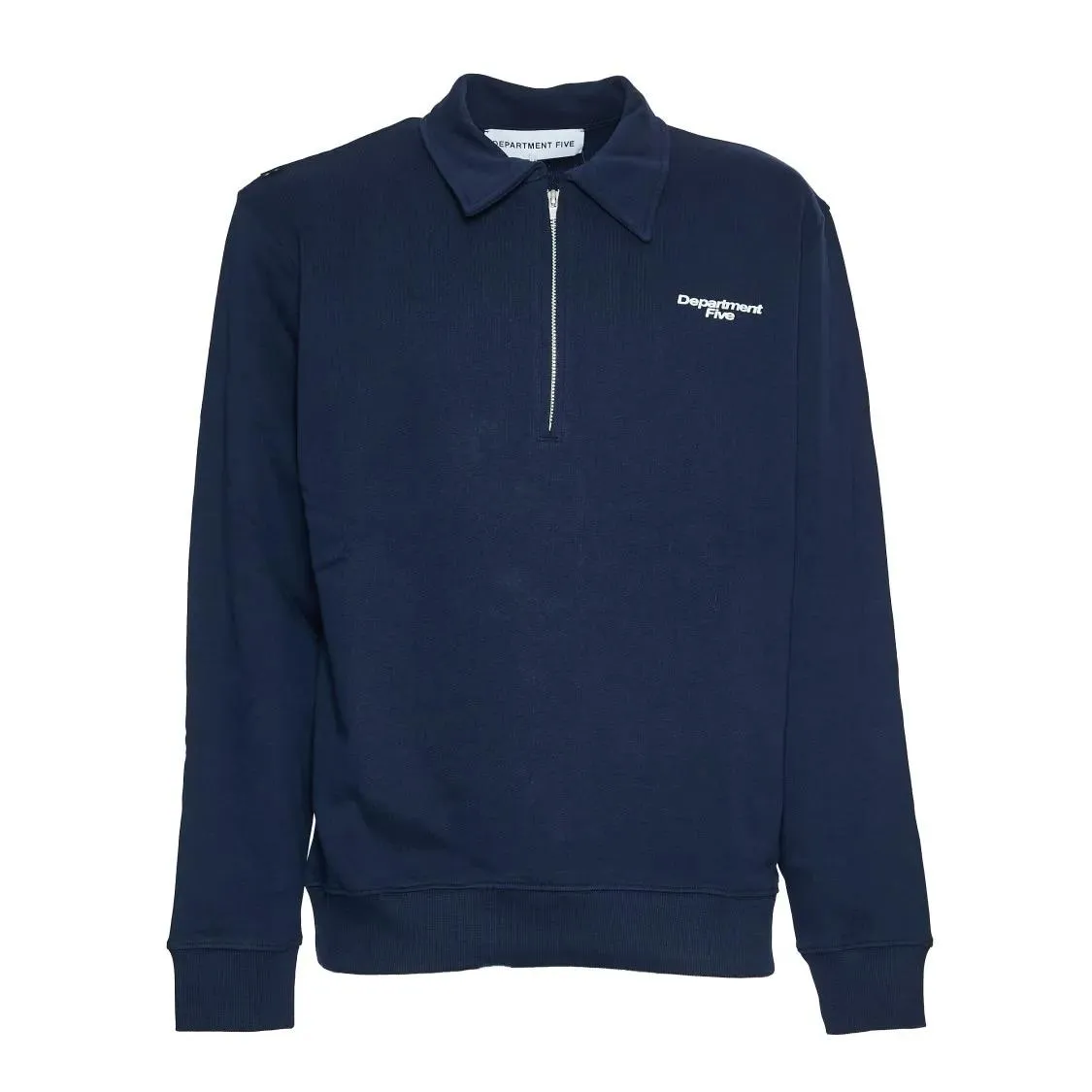 Department Five - Polo Collar Pullover With Half-Zip Closure - Größe L - blau Department Five - Polo Collar Pullover With Half-Zip Closure - Größe L - blau