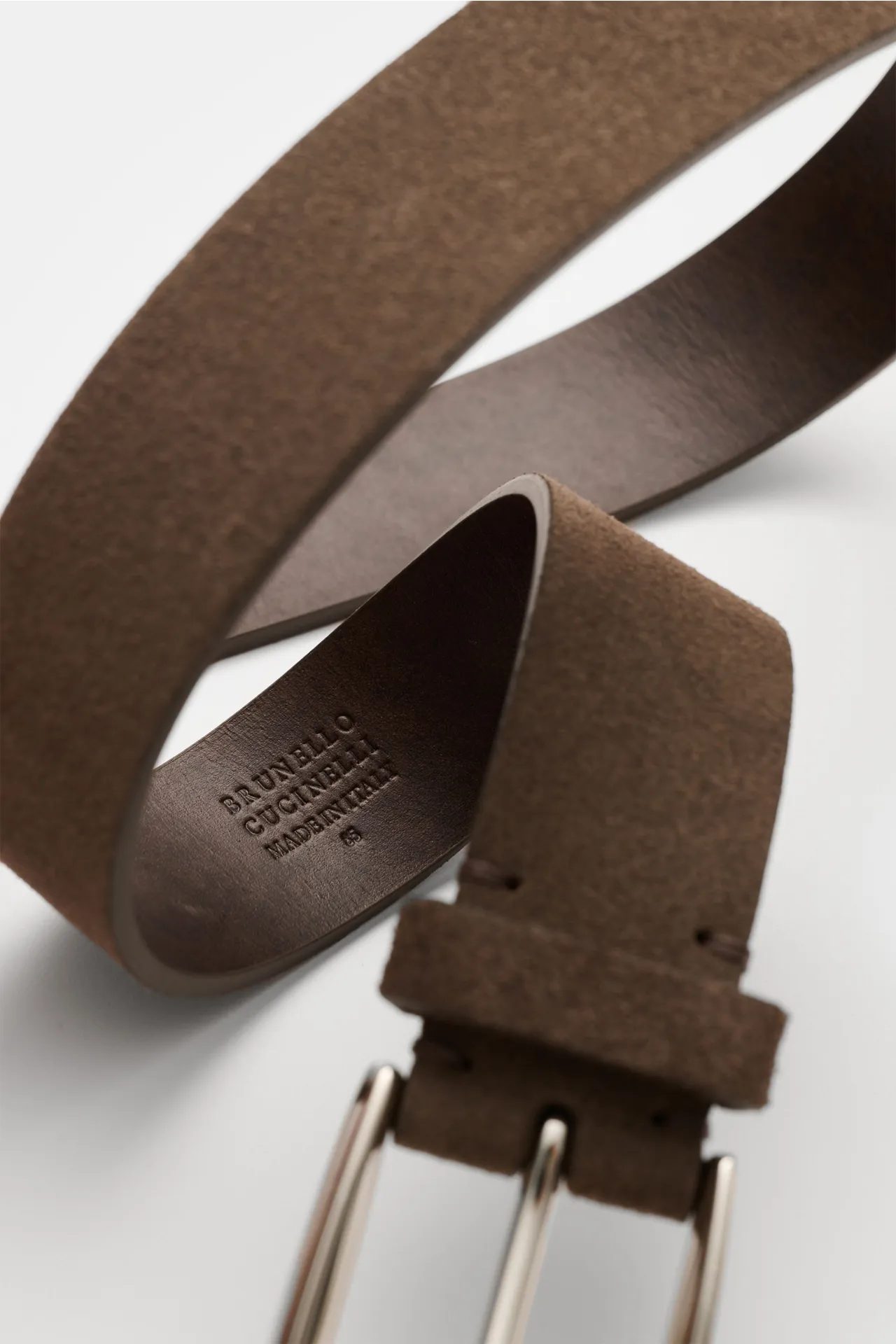 Brunello Cucinelli - Herren - Veloursleder Gürtel graubraun