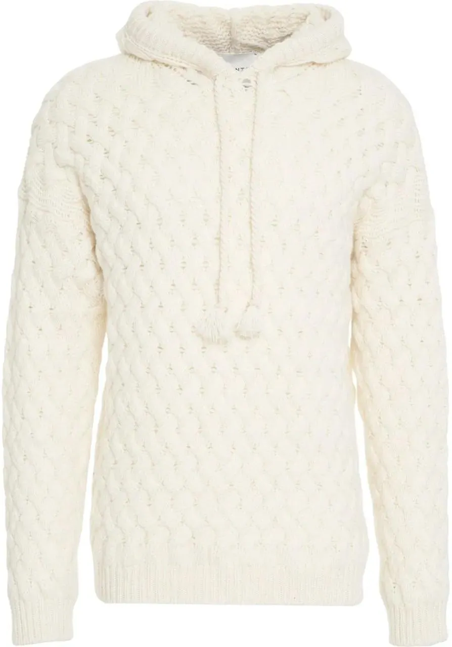 Amaranto - Cable knit hoodie - Größe L - weiß Amaranto - Cable knit hoodie - Größe L - weiß