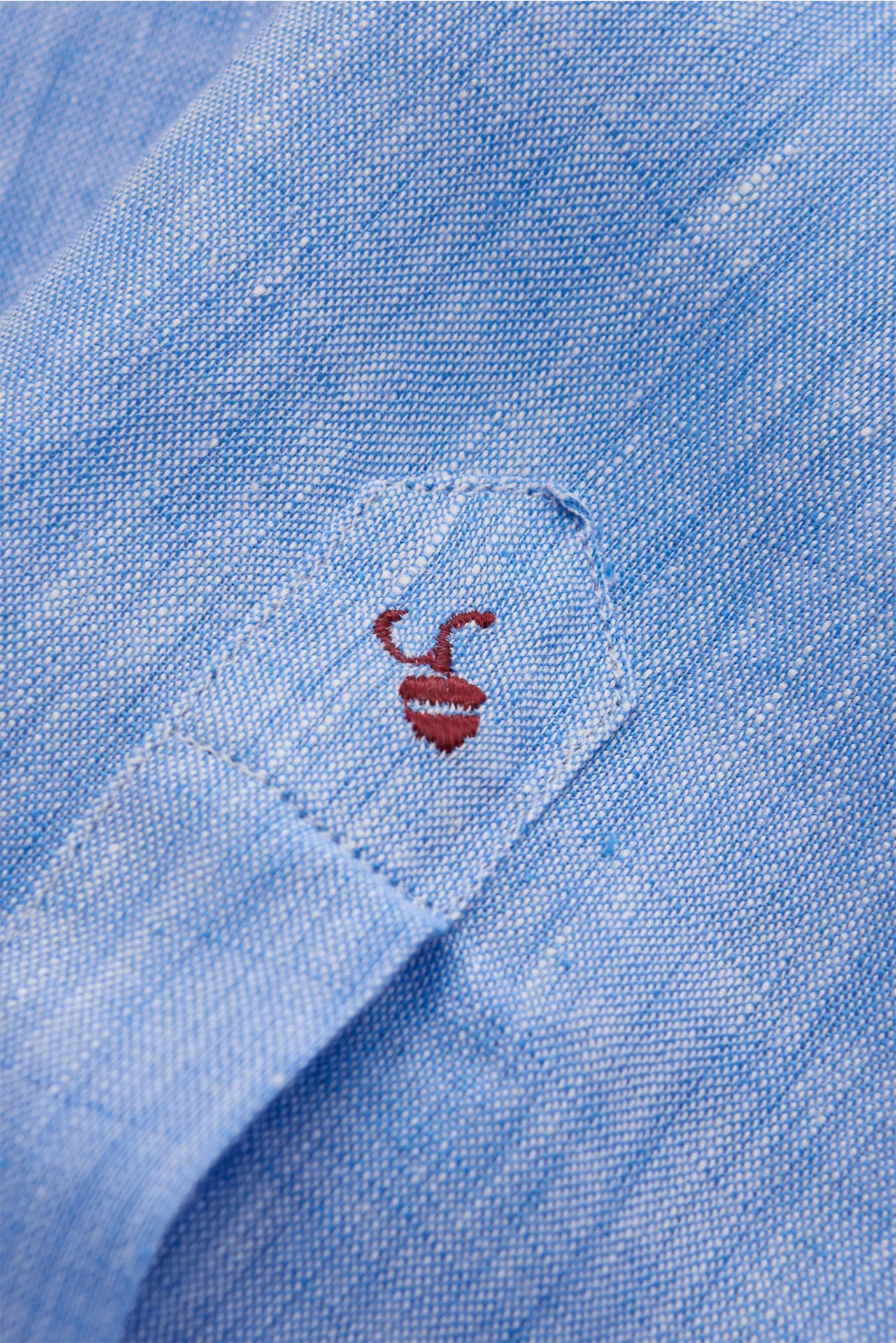 Glanshirt - Herren - Leinenhemd schmaler Kragen blau/weiß meliert – Bild 5