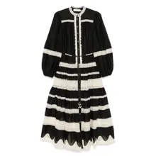 Zimmermann - Black And White Striped Midi Dress With Puff Sleev - Größe 1 - schwarz Zimmermann - Black And White Striped Midi Dress With Puff Sleev - Größe 1 - schwarz