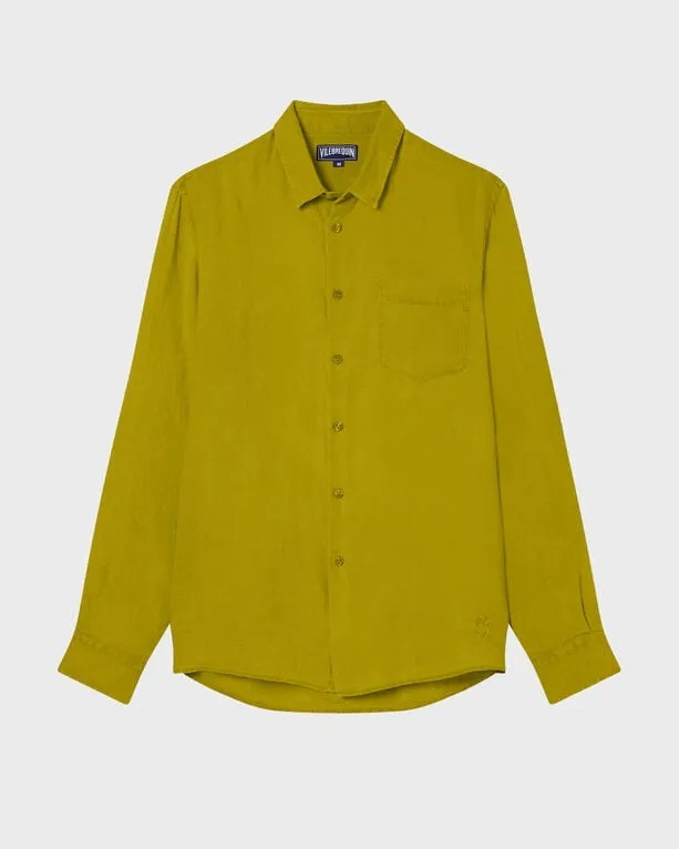 Vilebrequin - Einfarbiges Hemd Aus Leinen Für Herren - Hemd - Caroubis - Grün - Größe XXL Vilebrequin - Einfarbiges Hemd Aus Leinen Für Herren - Hemd - Caroubis - Grün - Größe XXL