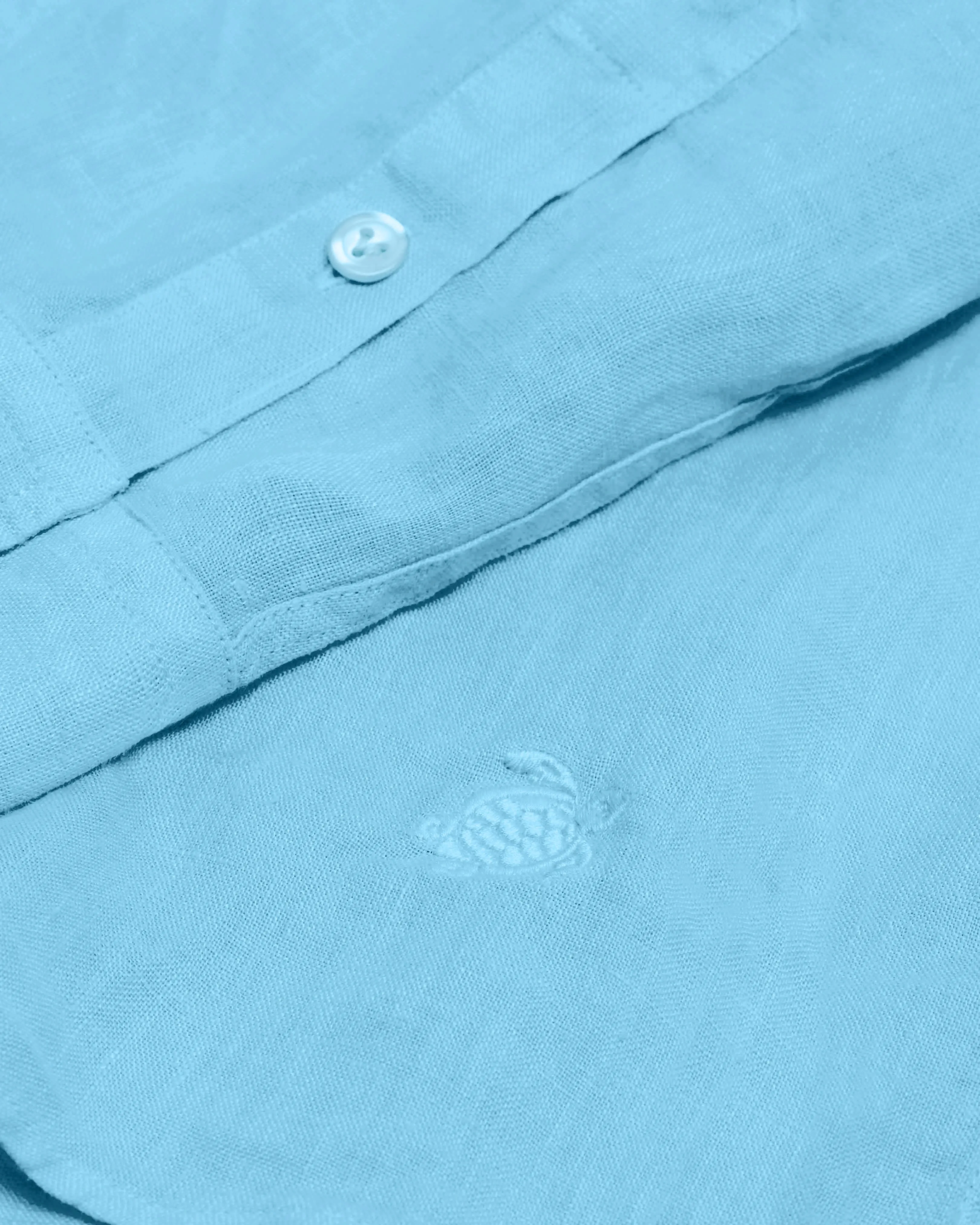 Vilebrequin - Einfarbiges Hemd Aus Leinen Für Herren - Hemd - Caroubis - Blau - Größe XL – Bild 3