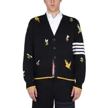 Thom Browne - Cardigan With Birds And Bees Inlays - Größe 5 - blau Thom Browne - Cardigan With Birds And Bees Inlays - Größe 5 - blau