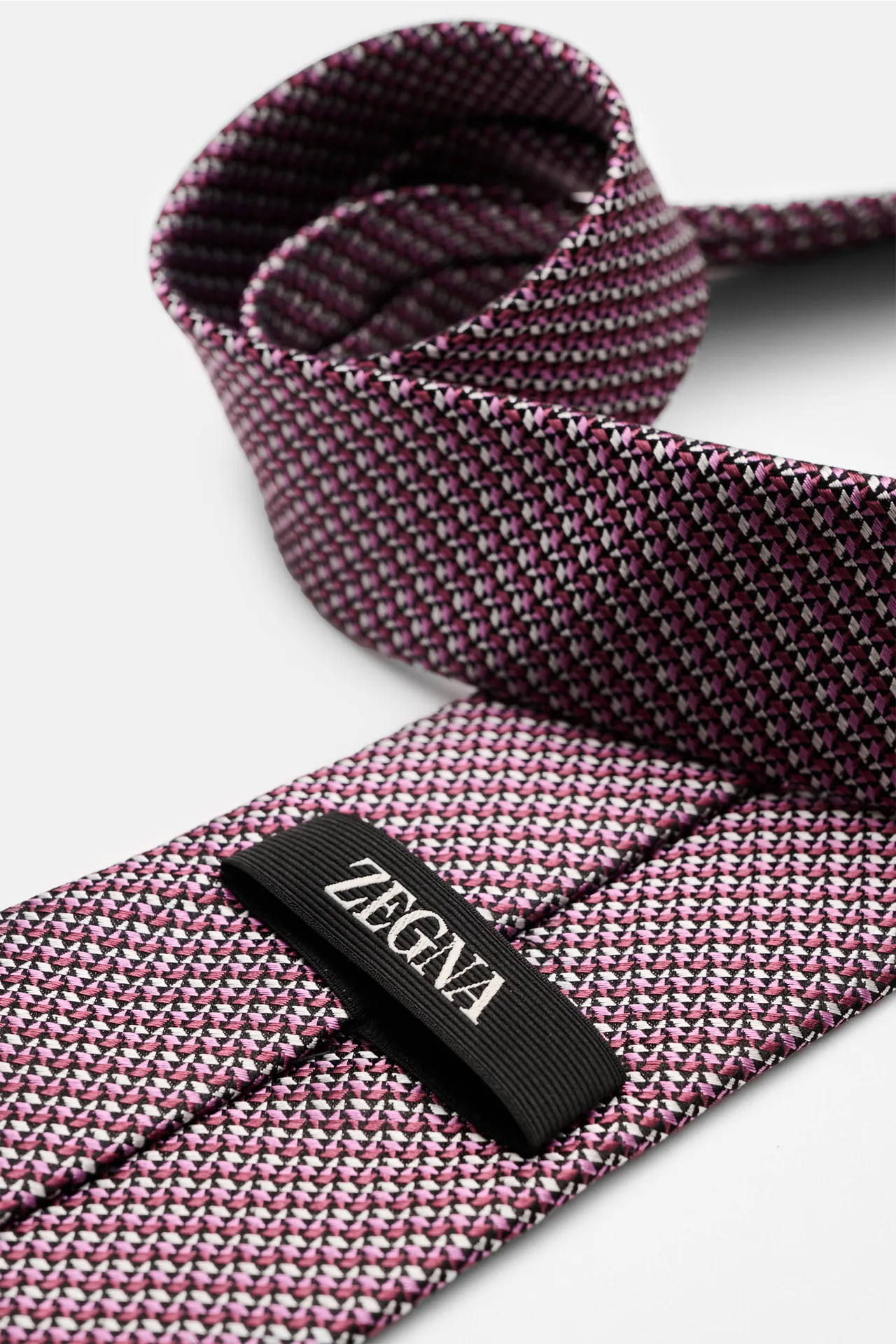 Zegna - Herren - Seidenkrawatte violett/schwarz/hellgrau gemustert – Bild 2