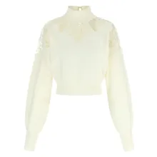 Twin-Set - Organza Insert Sweater - Größe M - beige Twin-Set - Organza Insert Sweater - Größe M - beige