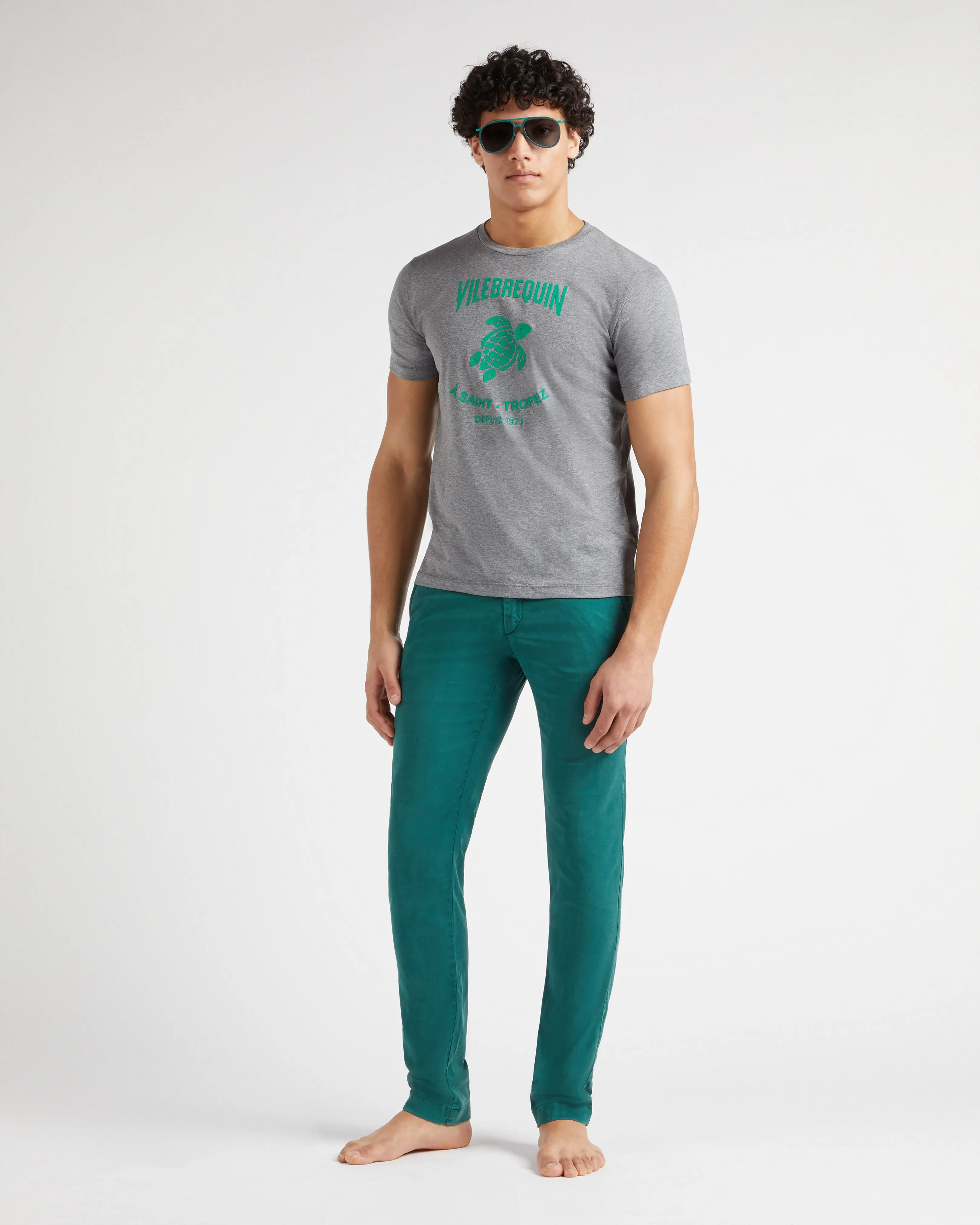 Vilebrequin - T-shirt Aus Baumwolle Mit Logoprägung Für Herren - T-shirt - Portisol - Grau - Größe XXL – Bild 5