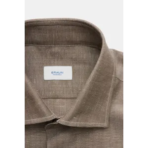 Gherardi - Herren - Casual Hemd Haifisch-Kragen braun meliert