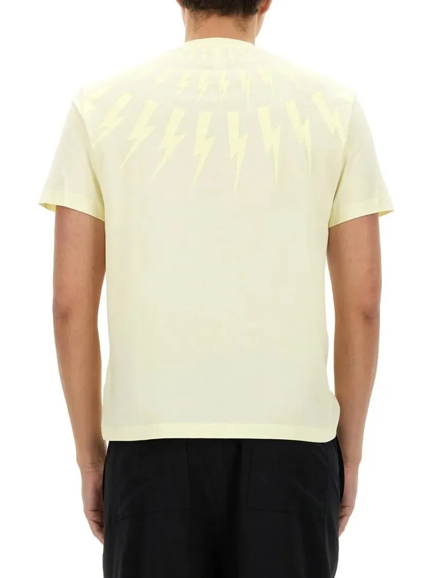 Neil Barrett - Fairisle Thunderbolt T-Shirt - Größe M - weiß – Bild 3