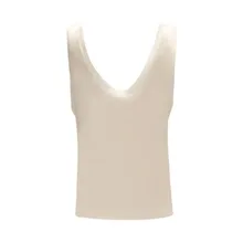Sleep No More - Sleeveless White Silk Top With Deep V-Neckline - Größe M - beige Sleep No More - Sleeveless White Silk Top With Deep V-Neckline - Größe M - beige