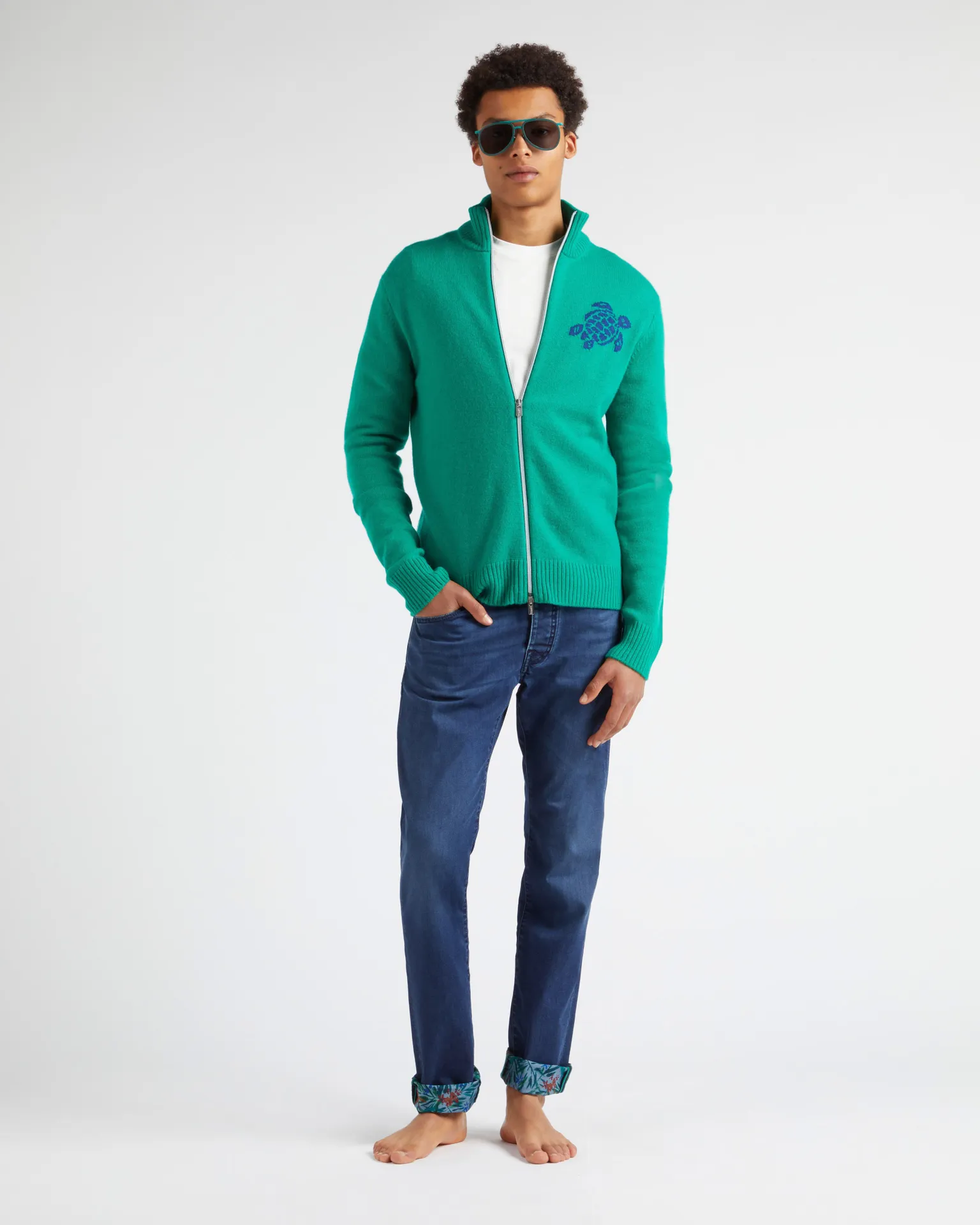 Vilebrequin - Turtle Pulloverjacke Aus Kaschmir Und Wolle Für Herren - Pullover - Juan - Grün - Größe XXL – Bild 5
