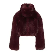 Rotate - Cropped Jacket In Plush Burgundy Faux Fur - Größe XXS - rot Rotate - Cropped Jacket In Plush Burgundy Faux Fur - Größe XXS - rot