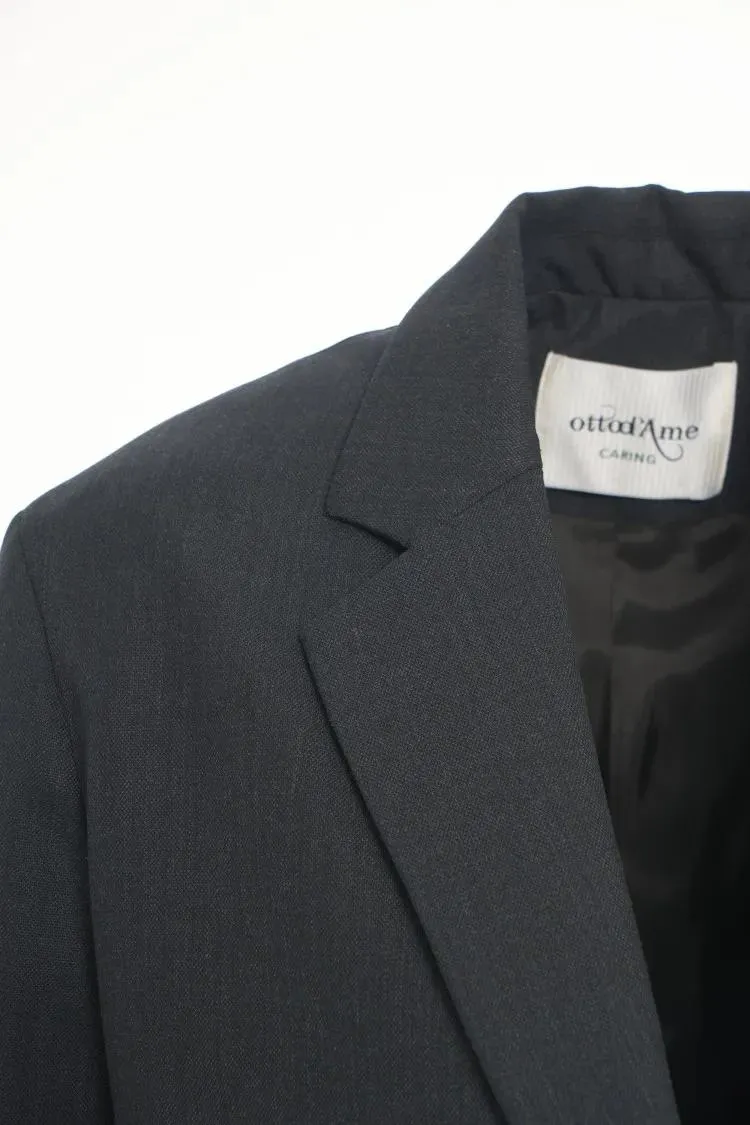 Ottod'ame - Textured Oversized Blazer With Classic Notch Colla - Größe 40 - grau – Bild 3