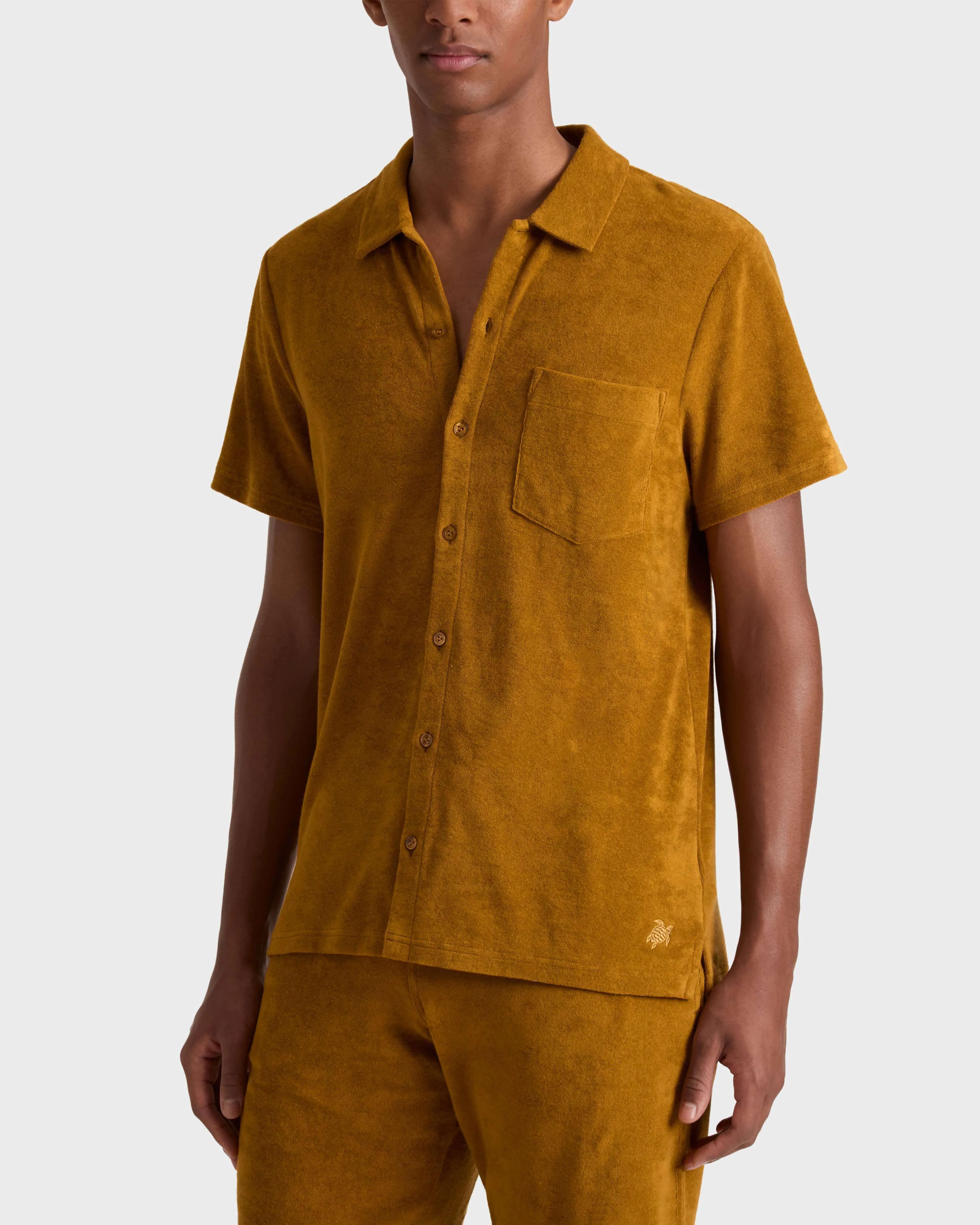 Vilebrequin - Solid Bowling-hemd Aus Frottee Für Herren - Hemd - Charli - Marone - Größe M – Bild 3