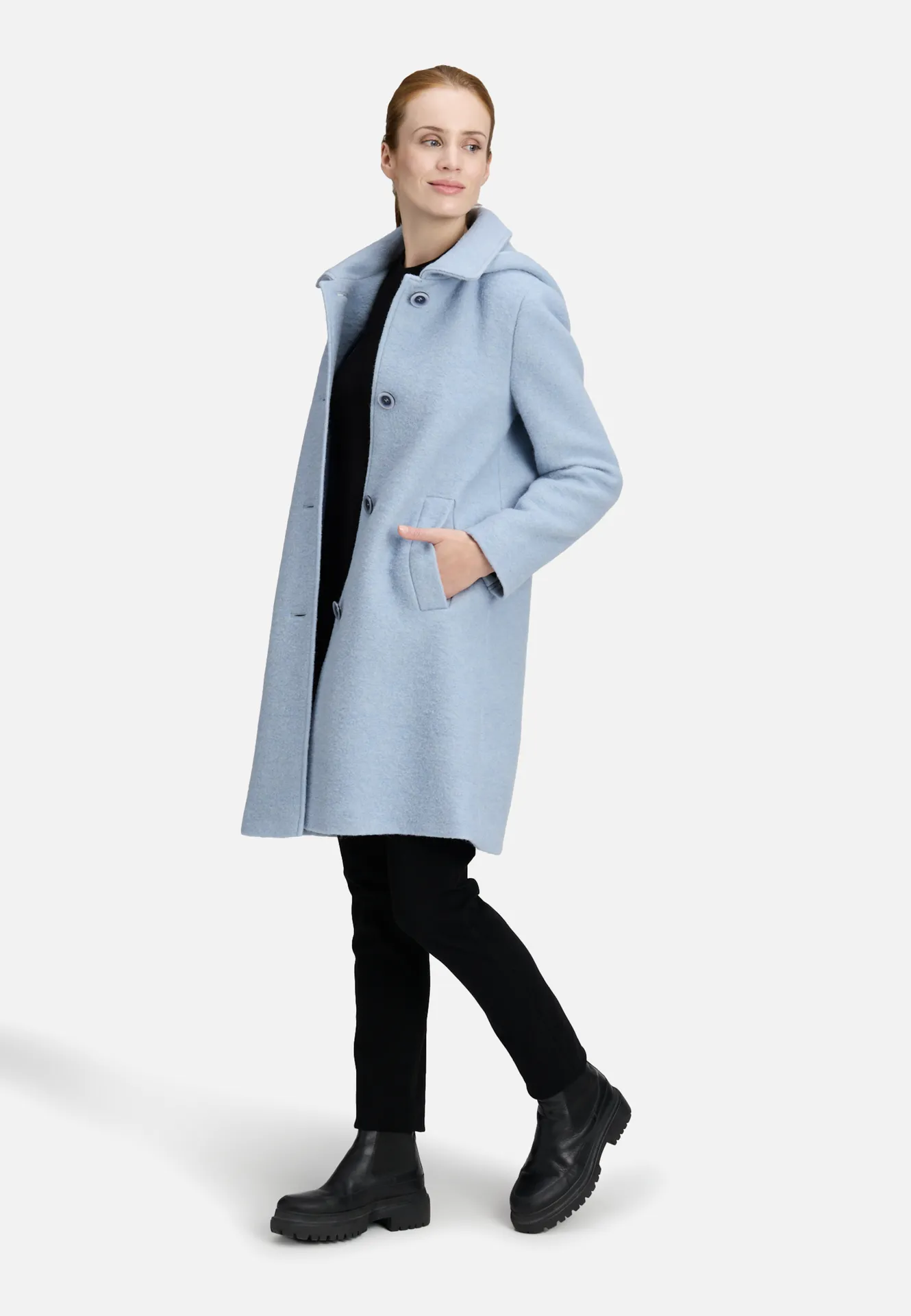 Wollmantel mit abnehmbarer Kapuze – Bild 2