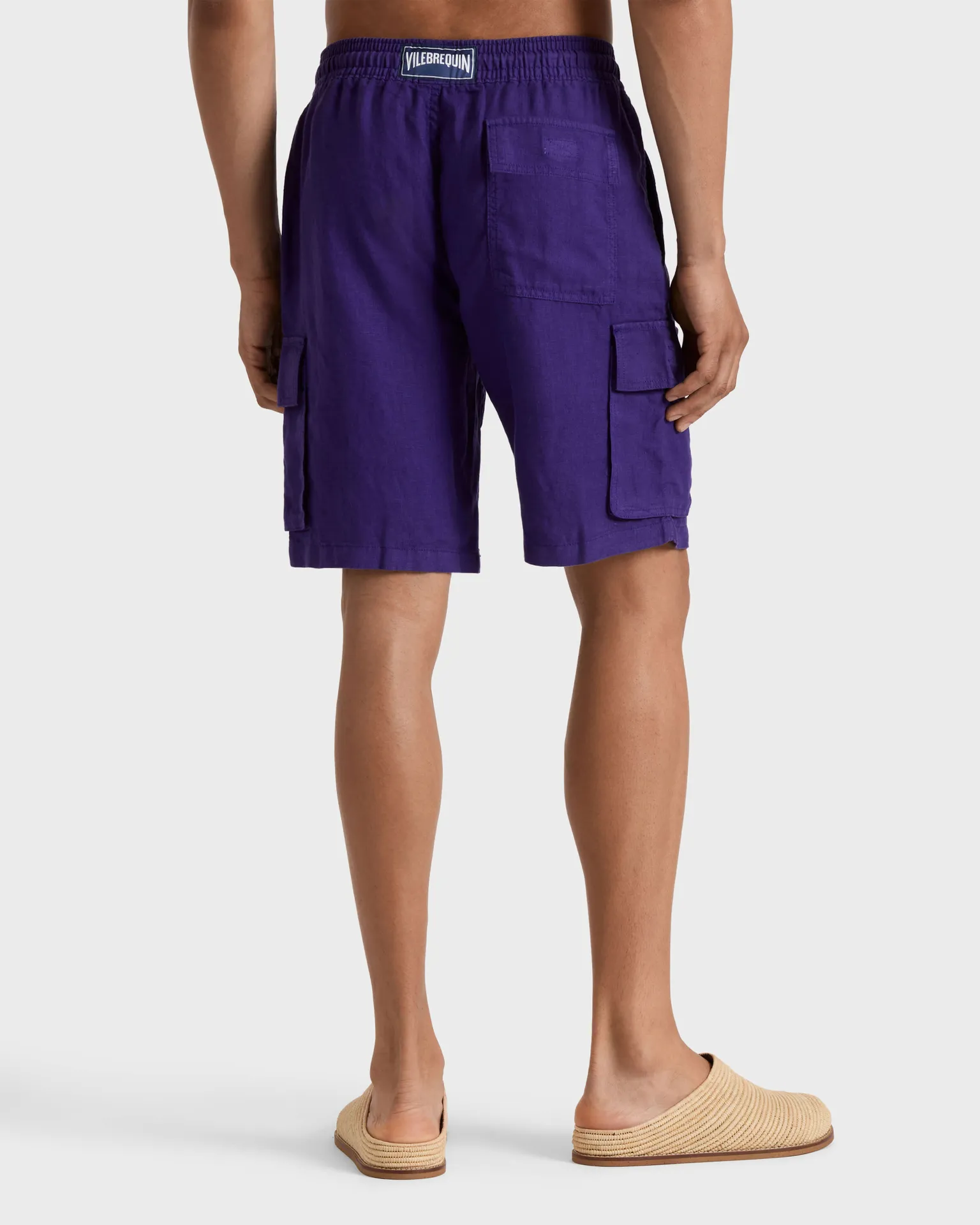 Vilebrequin - Einfarbige Leinen-bermudashorts Mit Cargotaschen Für Herren - Bermuda - Baie - Violett - Größe M – Bild 4