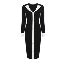 Karl Lagerfeld - KARL DNA Strickkleid - Größe L - schwarz Karl Lagerfeld - KARL DNA Strickkleid - Größe L - schwarz