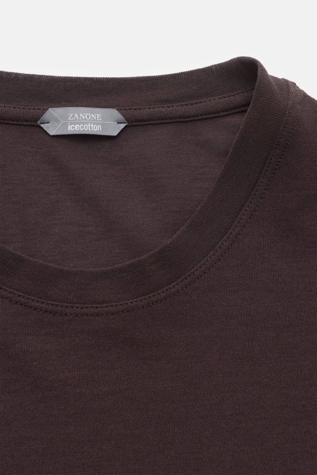Zanone - Herren - Rundhals-Longsleeve dunkelbraun – Bild 2