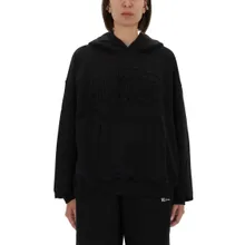 Rotate - Oversized Black Hoodie With Embossed Logo - Größe S - schwarz Rotate - Oversized Black Hoodie With Embossed Logo - Größe S - schwarz