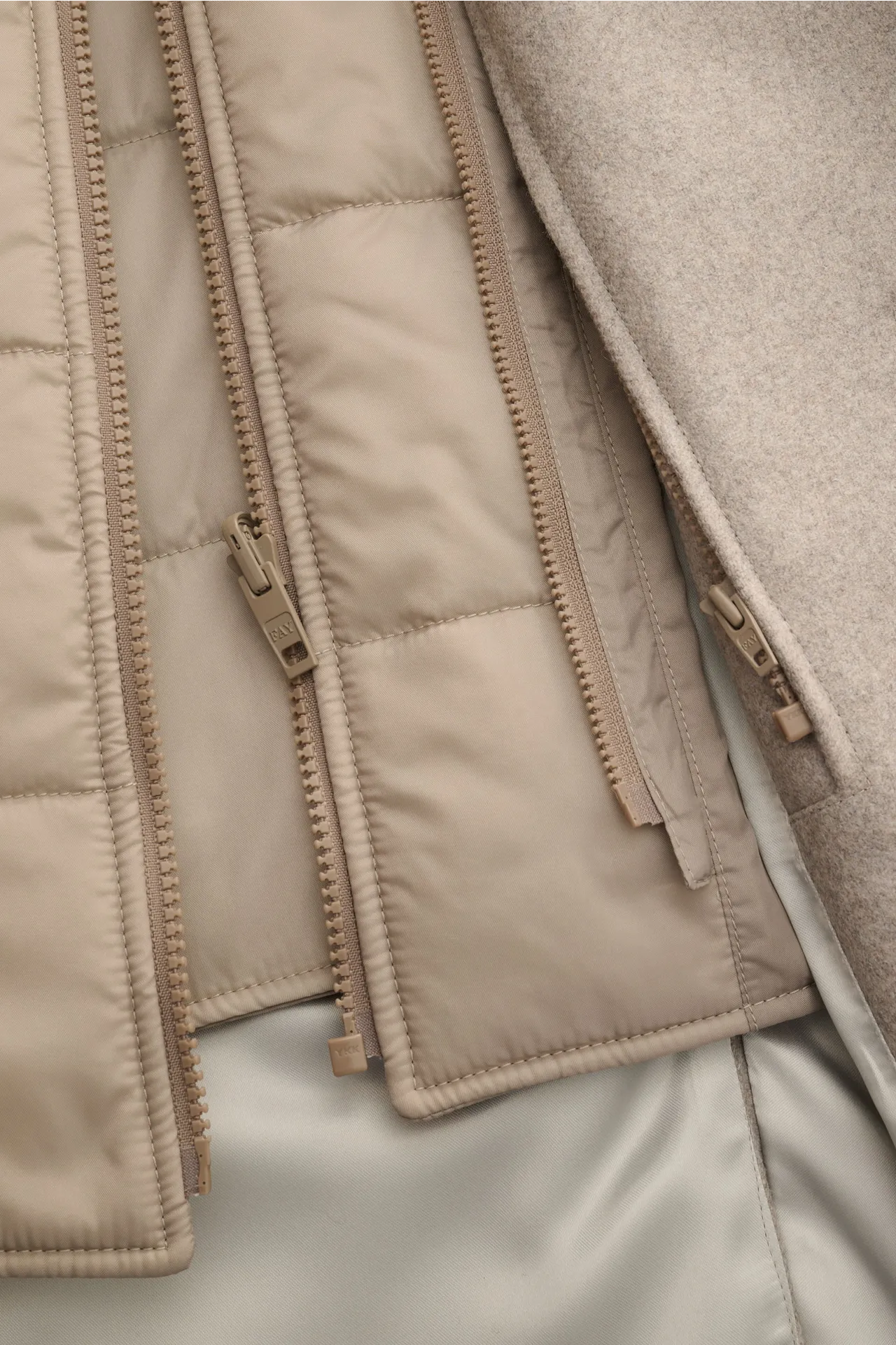 Fay - Herren - Mantel 'Double Coat' mit Weste beige – Bild 6