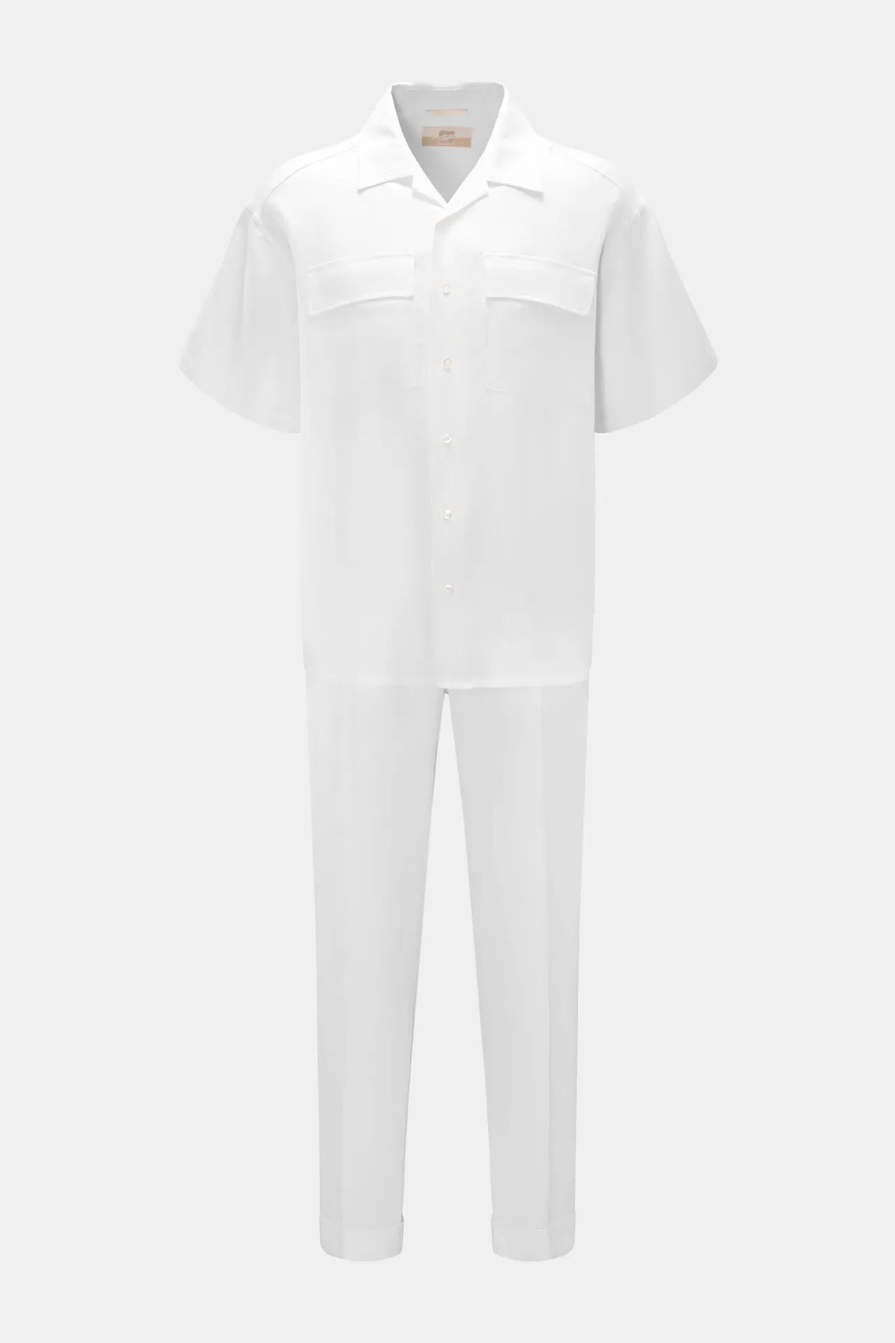 Marco Pescarolo - Herren - Kurzarmhemd Kubanischer Kragen weiß – Bild 3