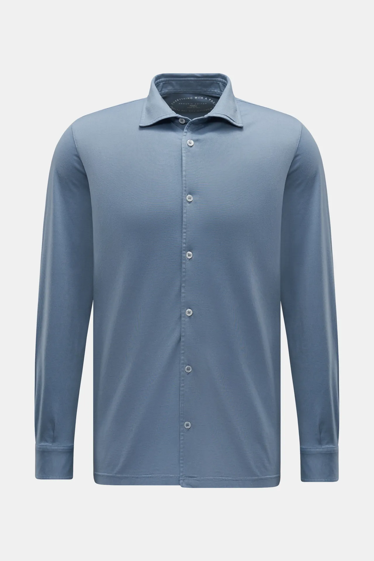 Fedeli - Herren - Jersey-Hemd %27Jason%27 Haifisch-Kragen rauchblau Fedeli - Herren - Jersey-Hemd %27Jason%27 Haifisch-Kragen rauchblau