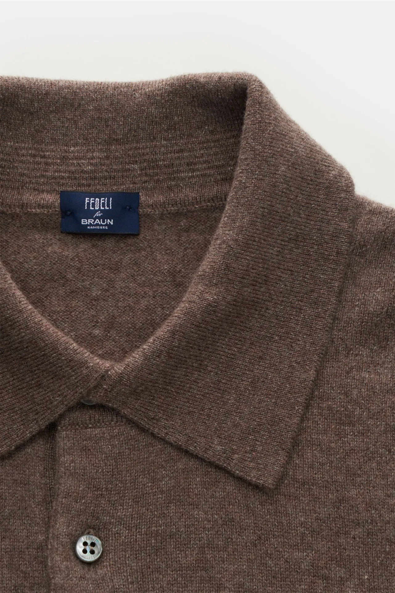 Fedeli - Herren - Cashmere Strickpolo 'Sportman' graubraun meliert – Bild 2