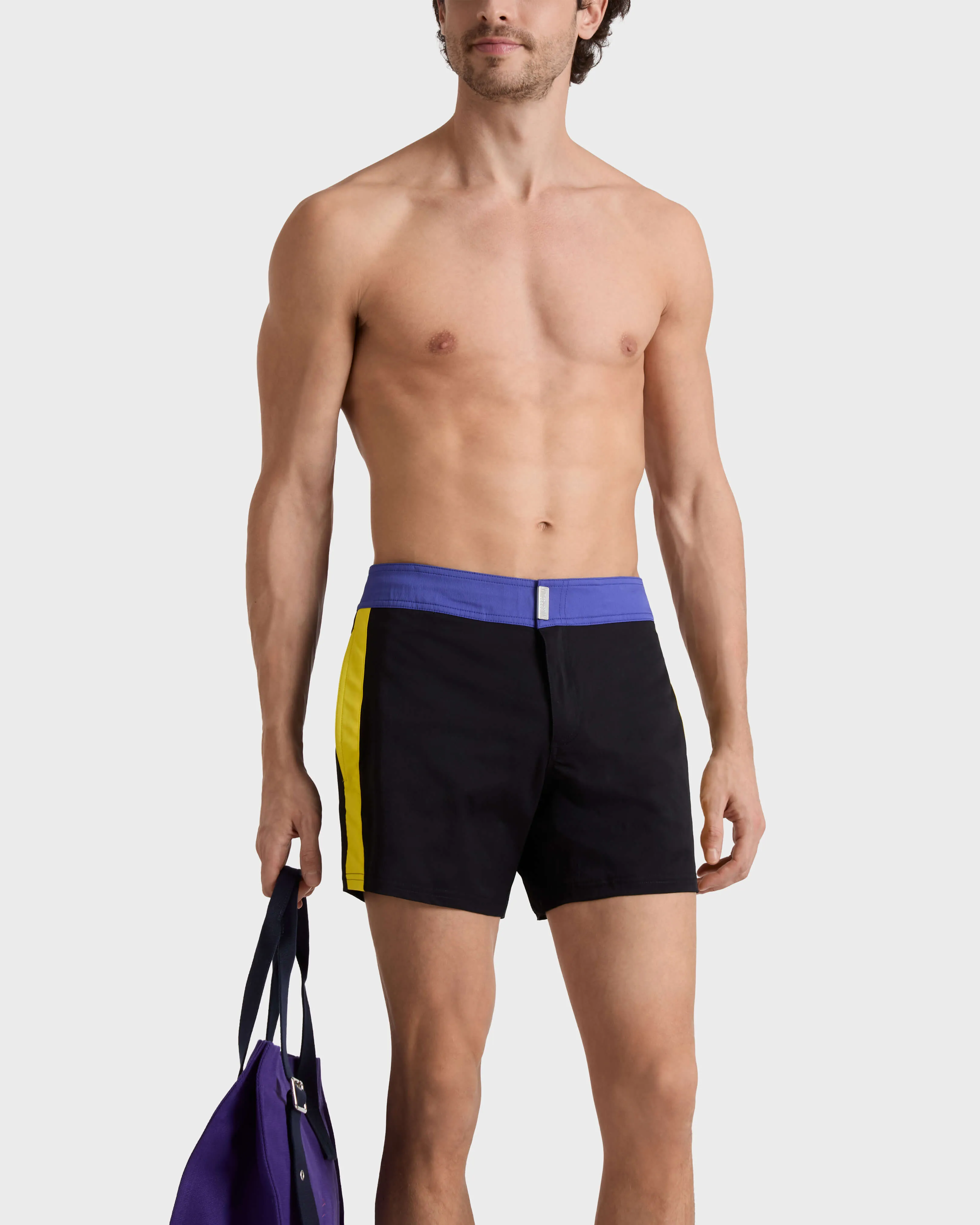 Vilebrequin - Color Block Stretch-badeshorts Mit Flachem Bund Für Herren - Bademode - Merle - Schwarz - Größe L – Bild 3