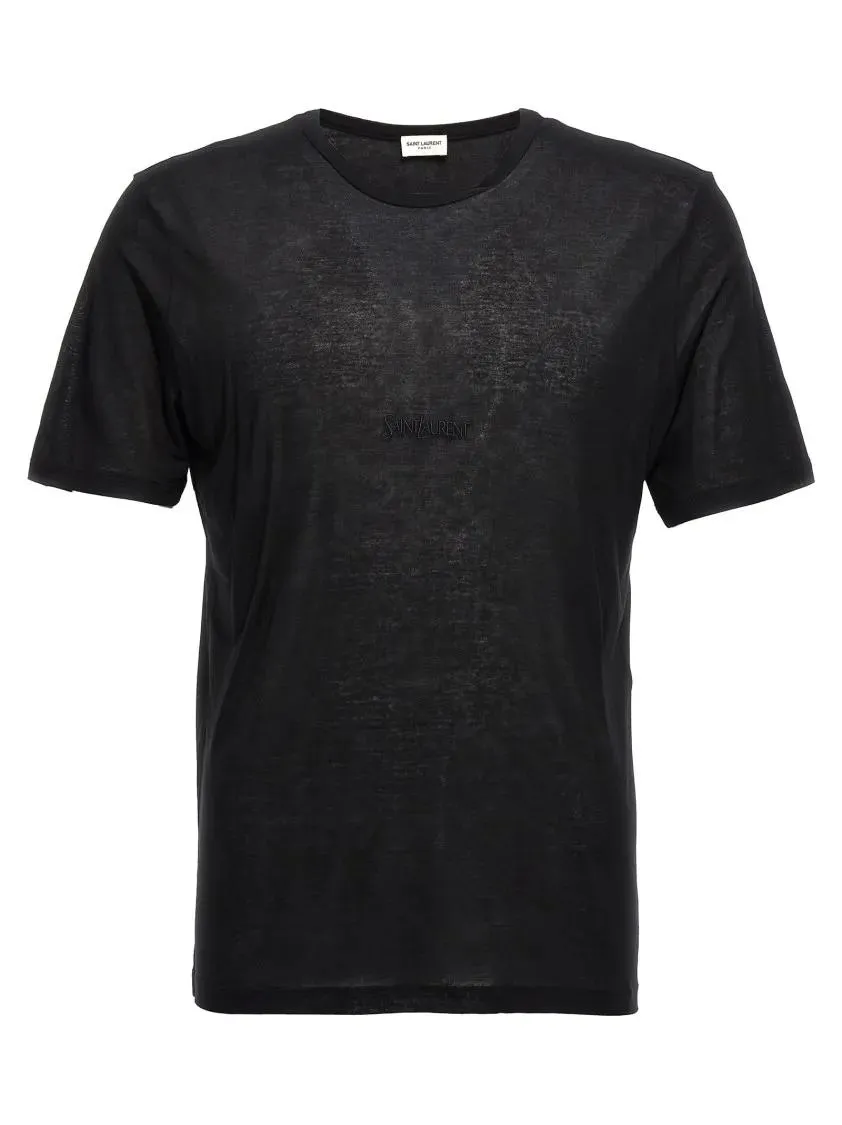 Saint Laurent - Semi-Sheer Black Crewneck T-Shirt - Größe XL - schwarz Saint Laurent - Semi-Sheer Black Crewneck T-Shirt - Größe XL - schwarz
