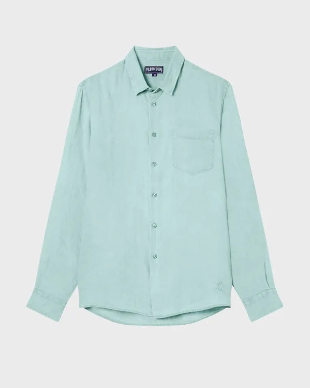 Vilebrequin - Einfarbiges Hemd Aus Leinen Für Herren - Hemd - Caroubis - Grün - Größe XL Vilebrequin - Einfarbiges Hemd Aus Leinen Für Herren - Hemd - Caroubis - Grün - Größe XL
