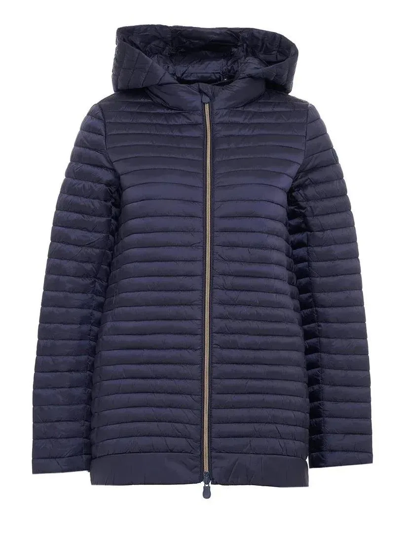 Save the Duck - Quilted Hooded Jacket With Full-Length Zipper - Größe 3 - blau Save the Duck - Quilted Hooded Jacket With Full-Length Zipper - Größe 3 - blau