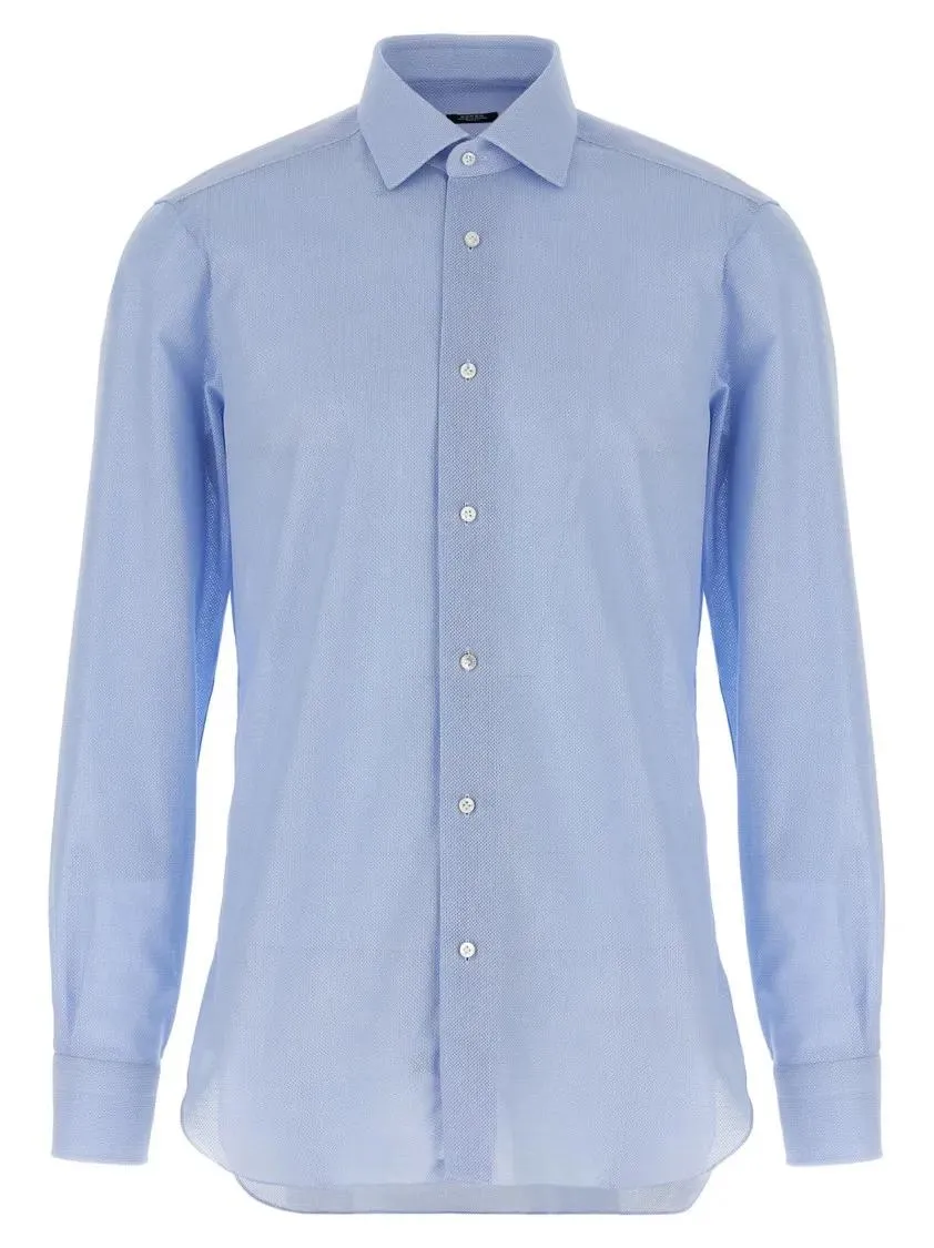 Barba - Honeycomb Cotton Shirt - Größe 41 - blau Barba - Honeycomb Cotton Shirt - Größe 41 - blau