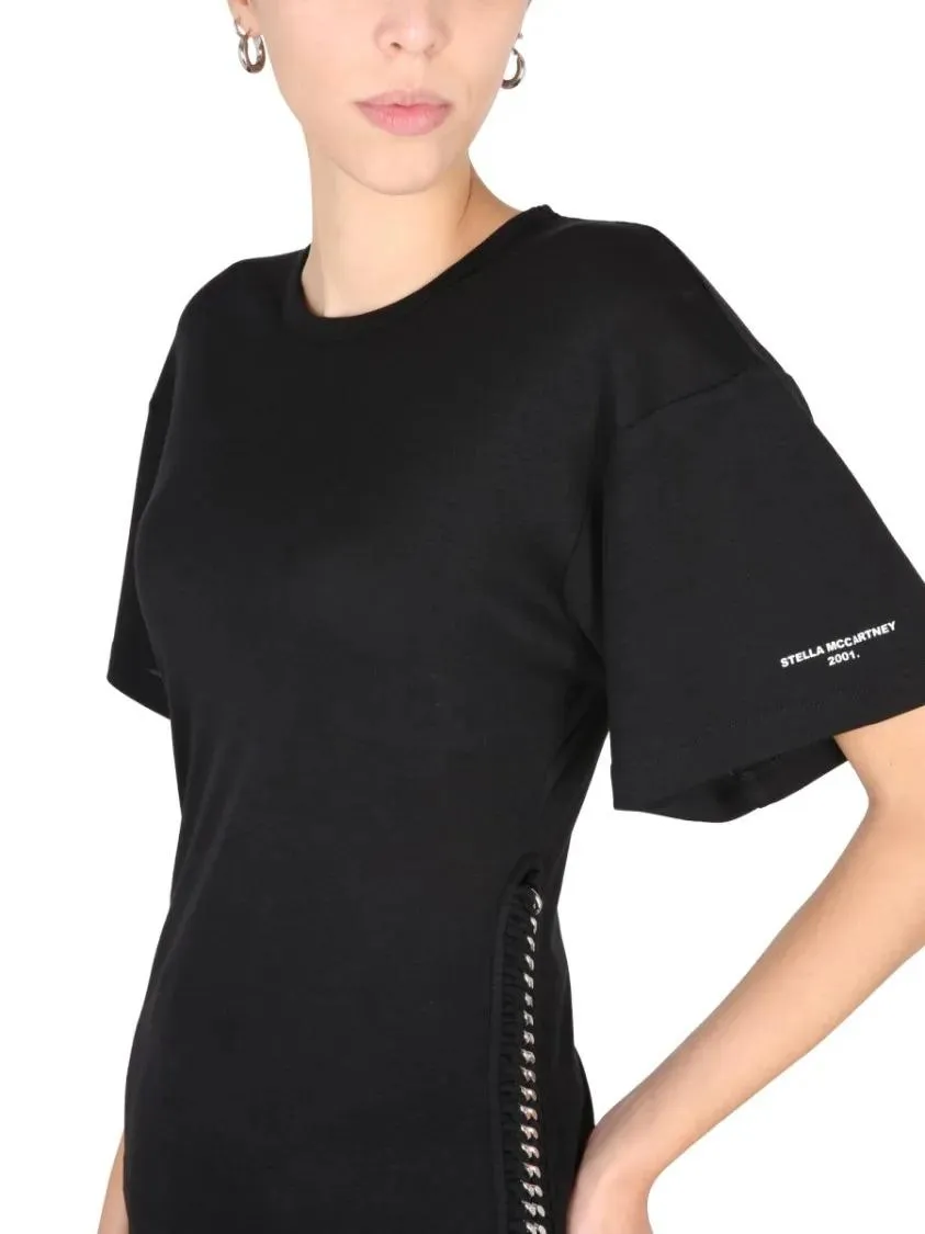 Stella McCartney - Crew-Neck T-Shirt With Chain Detail - Größe 38 - schwarz – Bild 2