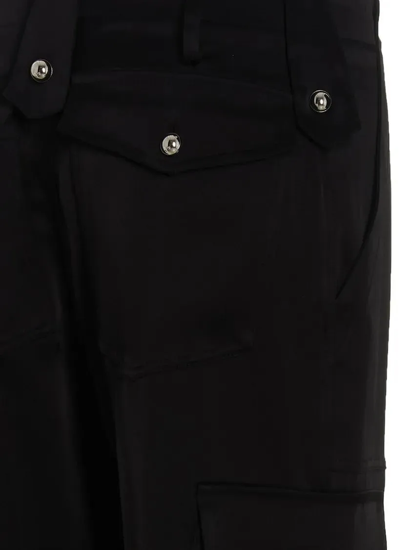 David Koma - Satin-Finish Cargo Pants With Multi-Pockets - Größe 10 - schwarz – Bild 2