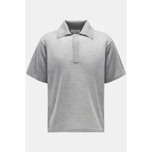 Lisa Yang - Herren - Cashmere Kurzarm-Strickpolo %27Charles%27 hellgrau meliert Lisa Yang - Herren - Cashmere Kurzarm-Strickpolo %27Charles%27 hellgrau meliert