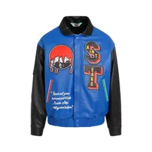 Saint Mxxxxxx - Varsity Multi Cowhide Jacket - Größe L - blau Saint Mxxxxxx - Varsity Multi Cowhide Jacket - Größe L - blau
